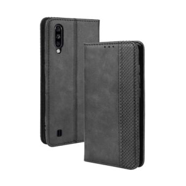 Imagem de Capa para ZTE Blade Blade A7S,Retro Flip magnético,Caso de telefone de couro PU,Design de carteira com 3 slots de cartão e 1 clipe de dinheiro -Black