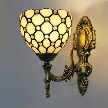 Imagem de Luminária de parede retrô americana LED de luxo europeia para sala de estar, quarto, escritório, casa de campo, hotel, restaurante, café, bar, corredor, com vidro colorido (Estilo 28)