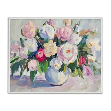 Imagem de Stupell Industries Arte giclée emoldurada cinza pastel buquê colorido abstrato, design por Petal Prints Design, 28 x 35 cm