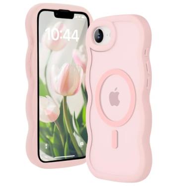 Imagem de Amzfield Capa magnética para iPhone 16e, compatível com moldura ondulada Magsafe, design fofo, translúcido, fosco, rígido, capa protetora de silicone à prova de choque para iPhone 16 e mulheres