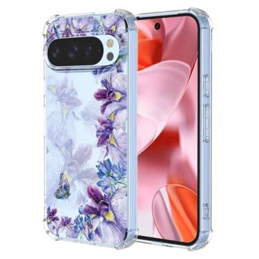 Imagem de WEIOUHR Capa para Pixel 9 Google 9Pro transparente macio TPU íris design de impressão, resistente a choques e arranhões, capa protetora leve, para Google Pixel 9 (roxo íris)