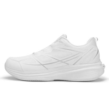 Imagem de uupalee Primeiro tênis de mão livre ajustável do mundo para mulheres e homens – Sapatos de caminhada com cadarço automático com design inovador, cadarços sem amarrar, não dobrar, deslizar e ir, Branco