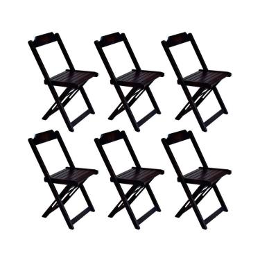 Imagem de Kit 6 Cadeiras Dobráveis Em Madeira Maciça - Tabaco - Marrom