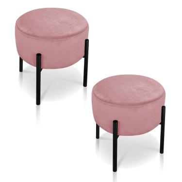 Imagem de Kit 02 Puffs Iron Suede Rose Basê Palito