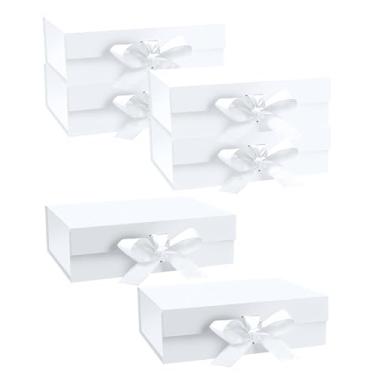Imagem de Caixas de presente com tampas, pacote com 6 caixas de presente magnéticas, caixa de presente com fita, caixa de presente de dama de honra para aniversário, Natal, dama de honra, casamento, 26 x 19 x