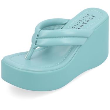 Imagem de Journee Collection Womens Shareene Tru Comfort Foam Slip On Platform Wedge Sandals Blue 10 Medium WOMENS US