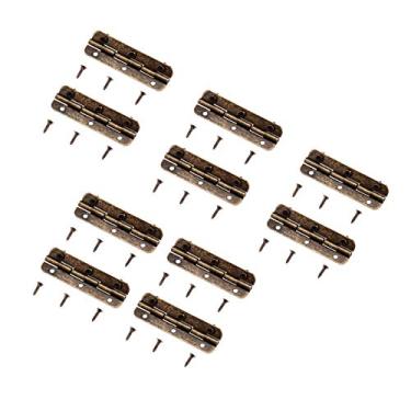 Imagem de 10 pcs Antique Bronze Gabinete porta bagagem longa dobradiça 6 buracos decoração jóias vintage caixa de madeira dobradiças de móveis 51 * 16mm YYDFPIIA