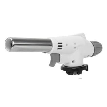 Imagem de Maçarico Culinário Profissional em Metal, Branco e Cinza, Chama Ajustável para Cozinha, Flambar e Caramelizar