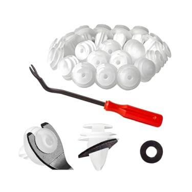 Imagem de Sandfren 100 peças de clipes de retentor de painel de porta de acabamento de carro, clipes de fixação de porta com 1 peça de removedor de fixador de plástico, kit de substituição OEM # 90467-10188