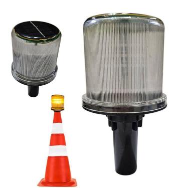 Imagem de Sinalizador Viario Solar Cone Rodovia Estrada Obra Sinalizaçao Transito Estacionamento Segurança Acidentes Alerta Aviso
