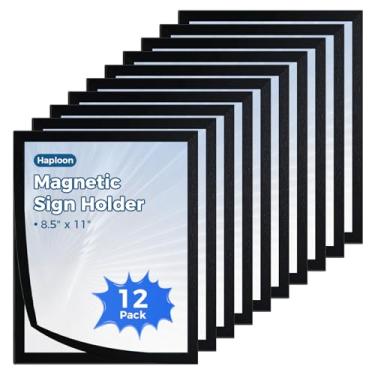 Imagem de Haploon Moldura magnética de 12 peças com borda preta, comporta 21 x 28 polegadas, moldura magnética reutilizável, suporte autoadesivo de parede para porta de geladeira, restaurante, escritório