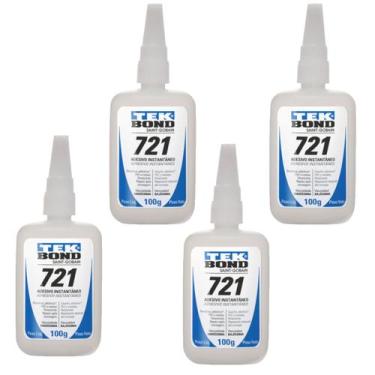 Imagem de Kit 4 Cola Adesiva Instantânea Profissional Incolor 721 TekBond, 100g