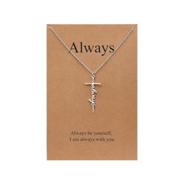 Imagem de Colar com pingente de cruz de fé para mulheres, joias cristãs religiosas, presentes de Dia das Mães, colares para presentes de Natal para familiares e amigos, Medium, Latão, Sem Pedra Preciosa