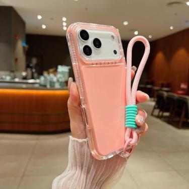 Imagem de SFDSUH Capa de luxo à prova de choque para iPhone 16e, com proteção híbrida e alça de cordão (para iPhone 16e/Rosa)