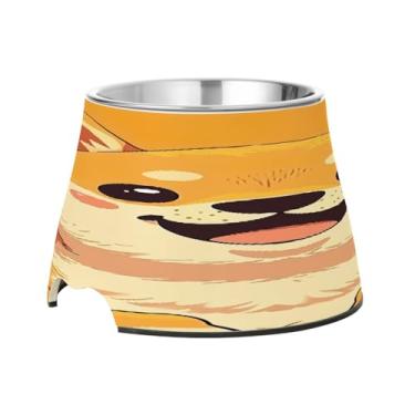 Imagem de Blueangle Tigelas elevadas para cães com aço inoxidável – Prato antiderrapante para animais de estimação de alta capacidade de 2,3 xícaras para saúde da coluna e design fofo de cachorro Kawaii (695)