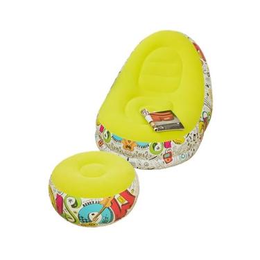 Imagem de Pouf Sofa Inflável Lazy - Bola de Lodo PVC Macio Confortável Hipoalergênico e Respirável com Design Ergonômico para Sala Estar Quarto Varanda Jardim Camping Viagem Praia Caminhada Fácil Armazenar