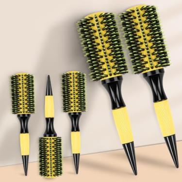 Imagem de kit 5 Escova Amarela Profissional, Escova de Cabelo para Escovar, Escova, 25,5x 3,5cm, Madeira de Faia, Cerdas de Javali E Material de Borracha (5 Do Mesmo Tamanho)