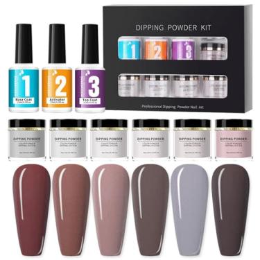 Imagem de Kit de Pó para Unhas Dipping Conjunto Glitter Arte com Base Top Coat e Ativador Extensão em Francês DIY Casa Não é Necessário Lâmpada UV LED