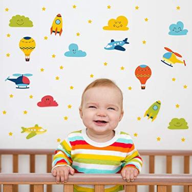 Imagem de Adesivo de Parede para Quarto de Bebê Aviões e Balões