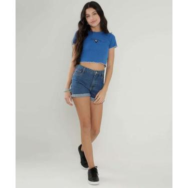 Imagem de Short Juvenil Jeans Cintura Alta Marisa Tam 10 a 16-91916, 14, Jeans a