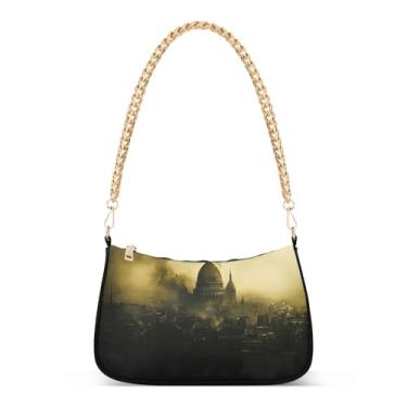 Imagem de CEBUGI Bolsas transversais femininas bolsa de ombro vintage Town bolsa clutch elegante com alça de corrente