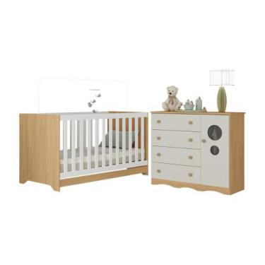 Imagem de Berço Americano 3 em 1 com Cômoda 1 Porta 4 Gavetas Sonho Multimóveis 