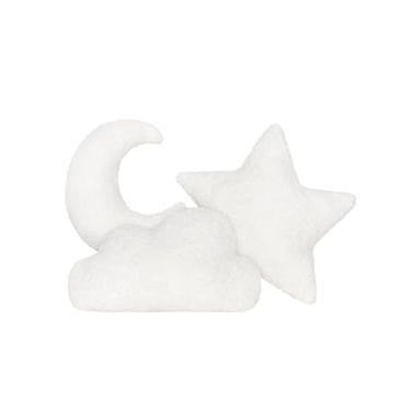 Imagem de Kit 3 Almofadas Decorativas Sherpa para Quarto de Bebê - Lua. Estrela e Nuvem