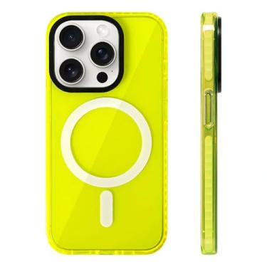 Imagem de Capa de celular transparente com cristal neon para iPhone 16 Pro Max, 15, 14 Pro, 13 e 12, com carregamento sem fio, capa protetora de silicone macio, verde fluorescente, para iPhone 14 Pro (6,1")