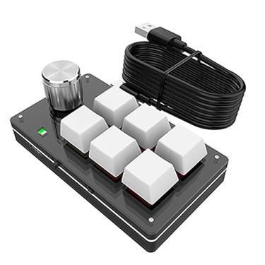 Imagem de Teclado Mecânico RGB com Fio de Uma Mão USB Macro Personalizável Programável 6 Teclas 1 Botão Rotativo