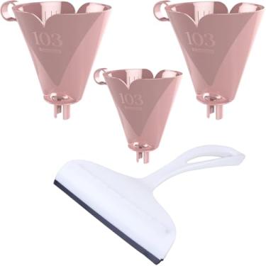 Imagem de Conjunto de 1 Rodo Plástico Multiuso Branco com Raspador 18cm + 3 Suporte de Filtro de Café Tam. 103 Rosa