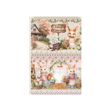 Imagem de Tecido Tricoline Digital Barrado Feliz Páscoa 55 x 150 cm