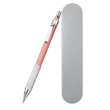 Imagem de D & K Exclusives Lapiseira de 0,5 mm com alça de metal, inclui refis de grafite de 12 HB (60 mm) lápis de precisão para escola, escritório, desenho, esboço, antiderrapante (ouro rosa)