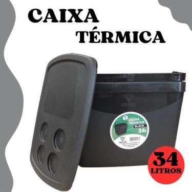Imagem de Caixa Térmica Cooler 34 Litros Black Preto Lanches Bebidas Praia Pisci