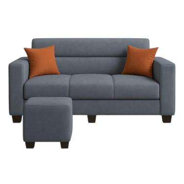 Imagem de Sofá Liege Solar 3 Lugares com 2 almofadas + 1 Puff Terracota, CINZA