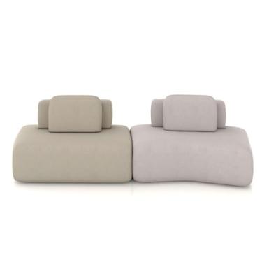 Imagem de Sofá Ilha Sala de Estar Dakota 2 Módulos 316cm Encostos Almofadas Soltas Veludo Bege/Rosê G33 - Gran Belo