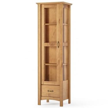 Imagem de Cristaleira de Madeira Com Vidro 1 Porta 1 Gaveta Lira M06 Carvalho Fosco - Lyam Decor