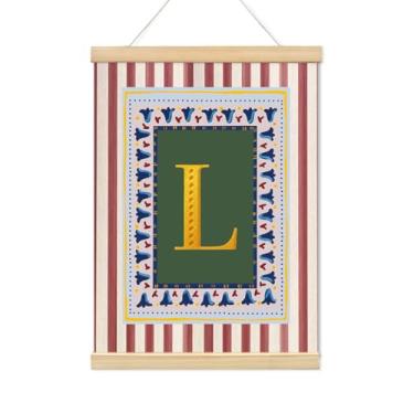 Imagem de TFKFJLF Decoração de quarto infantil vintage Boho inicial L, arte de parede em tela de flores personalizada, decoração vintage para berçário, arte de parede mexicana floral para decoração de parede de