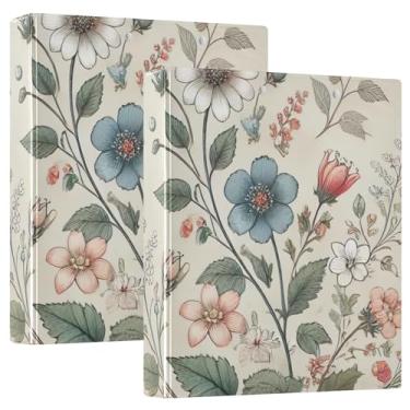 Imagem de Pasta para prancheta vintage Garden3 com três anéis e organizador de fichário para escola e escritório, pacote com 2