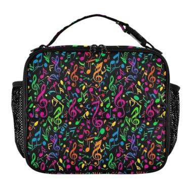 Imagem de Joisal Lancheira divertida com notas musicais coloridas para mulheres, meninas, lancheira masculina e infantil, lancheira para trabalho, bolsa térmica de alimentos, isolada para escola
