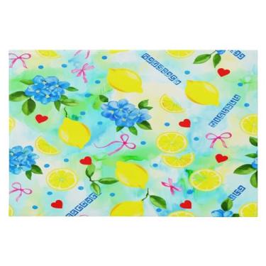 Imagem de Wassud Tapete de porta de limão e flores 61 x 89 cm, tapete de área lavável antiderrapante com suporte de borracha, tapete macio e macio para sala de estar, quarto, entrada, entrada