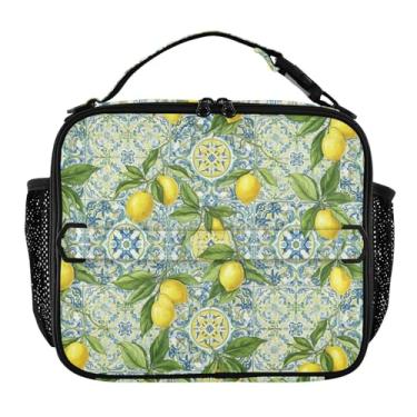 Imagem de Joisal Lancheira colorida com limões pintados para mulheres, meninas, lancheira masculina e infantil, lancheira para trabalho, bolsa térmica para meninos