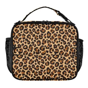 Imagem de Joisal Lancheira clássica marrom com manchas de leopardo para mulheres e meninas, lancheira masculina e infantil, lancheira para trabalho e alimentos macios, isolada para escola