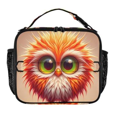 Imagem de Lancheira fofa de coruja laranja para mulheres, meninas, lancheira com alça de ombro masculina e infantil, lancheira para trabalho, escola, animal, floral, bolsa térmica