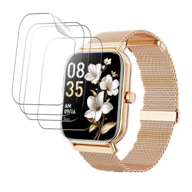 Imagem de Oshmirian Pacote com 4 protetores de tela para Smart Watch Haulvean de 4,7 cm – Película TPU 6H, antiarranhões, anti-impressões digitais, sem bolhas, à prova de estilhaçamento, à prova de poeira