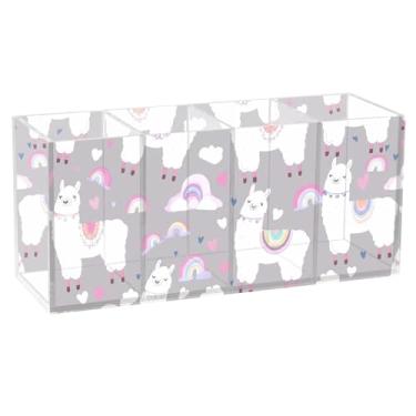 Imagem de TSENQUE Lindo suporte de lápis de mesa, lindo suporte de pincel de acrílico cinza decorativo para maquiagem, marcador artístico, organizador de mesa personalizado para decoração de escritório