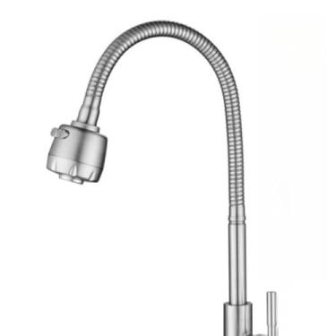 Imagem de Torneira Gourmet de Parede para Cozinha em Aço Inox – Torneira Flexível Cromada com Registro 1/4 de Volta