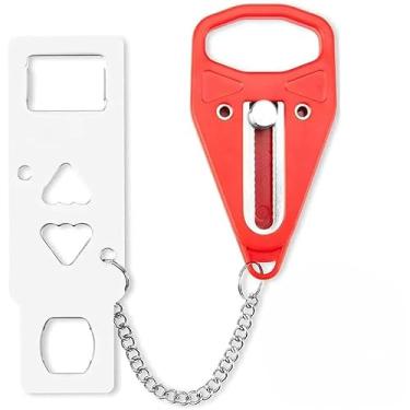 Imagem de Fecho de segurança portátil para portas – Fecho antirroubo para hotéis e viagens Não requer perfuração, instalação simples Ideal para viagens de negócios e férias (Trava De Porta (WJ-1588),1 Pç)