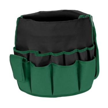 Imagem de Ioensy Bolsa organizadora para ferramentas de jardinagem, com bolsos externos, ideal para guardar ferramentas de bricolagem e chaves inglesas. Ótima opção de, Preto Verde