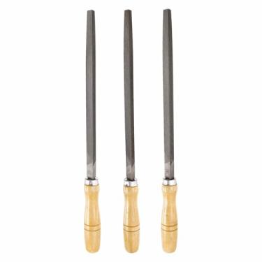 Imagem de HARFINGTON 3 peças, lixa triangular, grossa, média/fina, 25,4 cm, dentes de corte duplo, aço de alto carbono, lima de madeira para remoção de rebarbação de madeira de metal