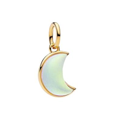 Imagem de Amuefer Pingente de lua, pedra da lua, arco-íris, banhado a ouro 14K, presente de joias, aniversário, Natal, Dia dos Namorados, casal amigo da família, pulseiras, colares, pingentes, pingentes